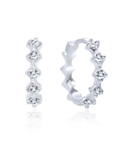 Striking CZ Silver Hoop Earring HO-1841